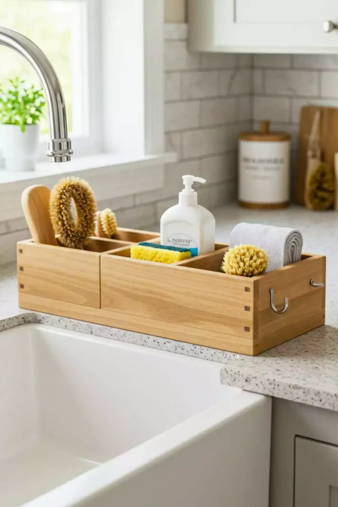 Use a Kitchen Sink Caddy Farmhouse Style