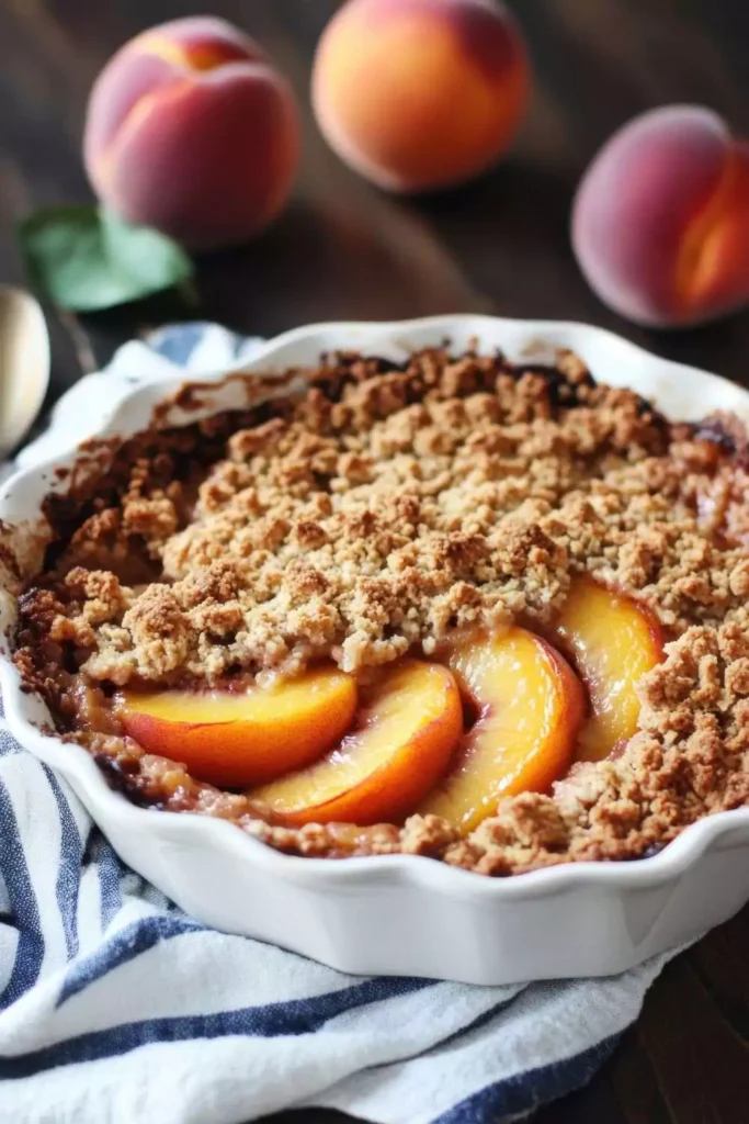Baked Peaches with Oat Crumble Topping