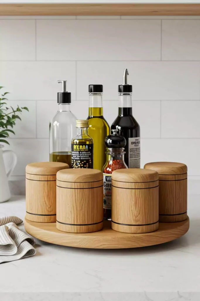 Corral Cooking Essentials on a Lazy Susan