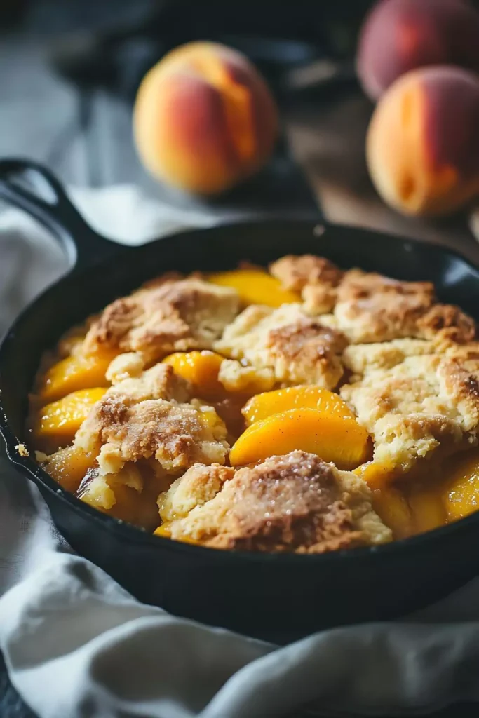 Dutch Oven Peach Cobbler with Fresh Peaches