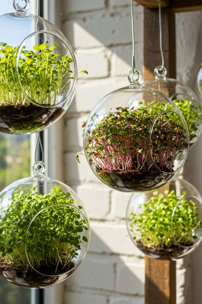 Hanging Glass Globes for Microgreens