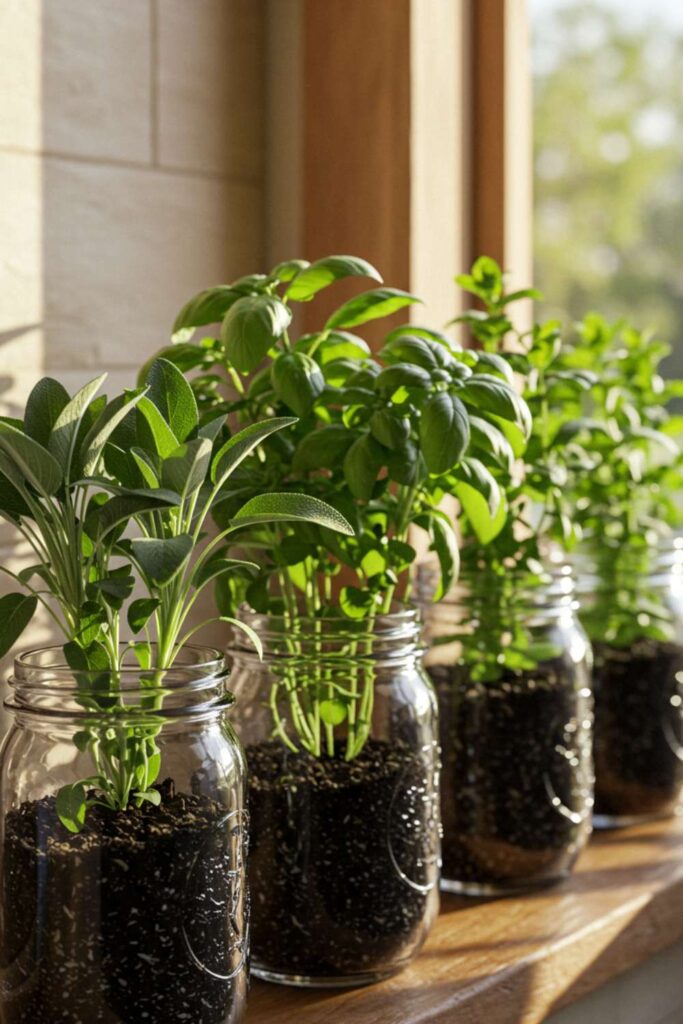 Herb Jars on Your Windowsill
