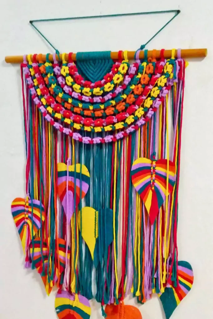 Macrame or Woven Wall Hangings with Indian Motifs