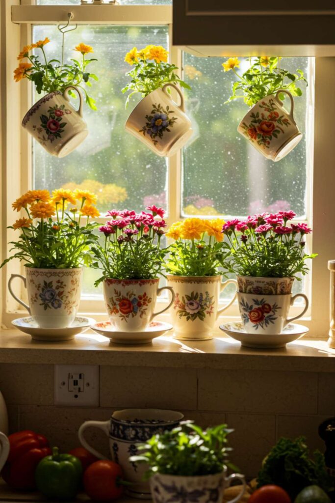 Old Teacups as Planters