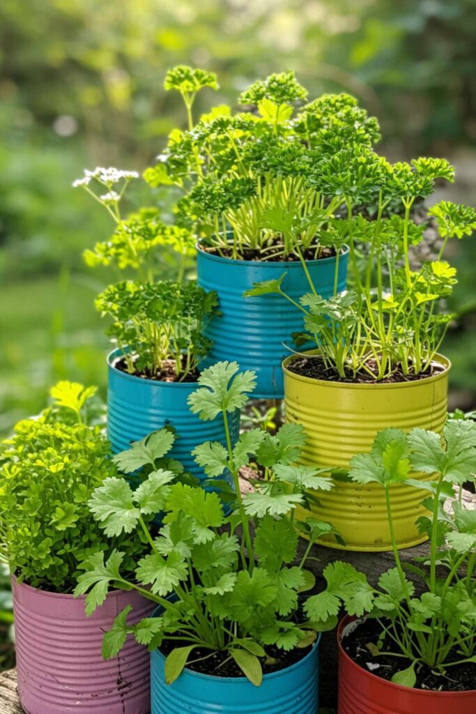 Recycled Tin Can Garden
