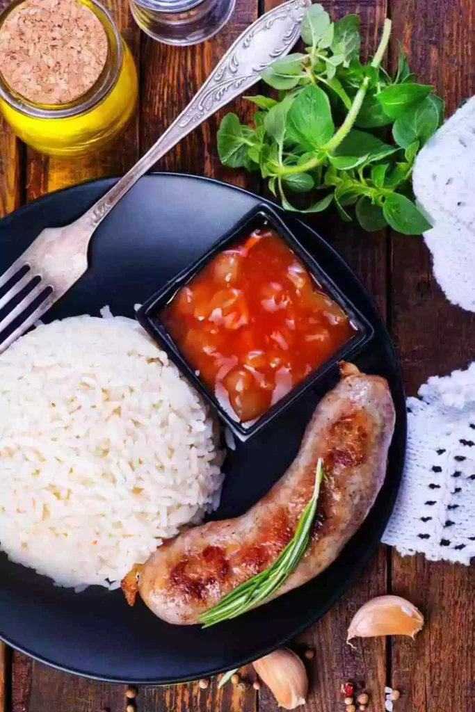 Sausage and Peppers Over Rice