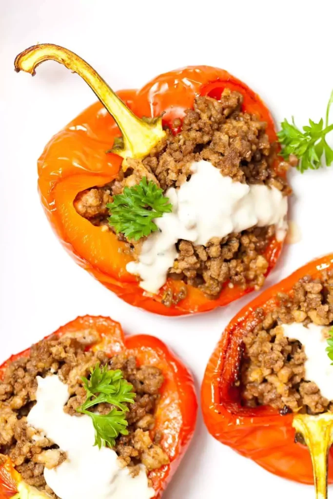 Stuffed Bell Peppers with Beef and Cheese