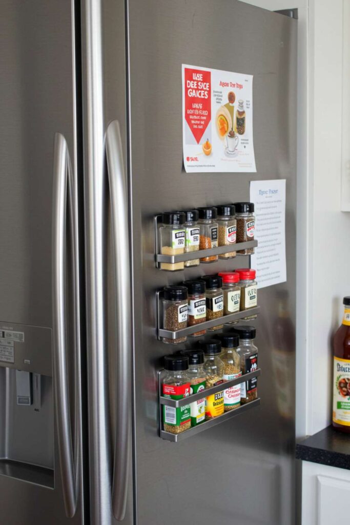 Use Magnetic Spice Racks on the Side of the Fridge