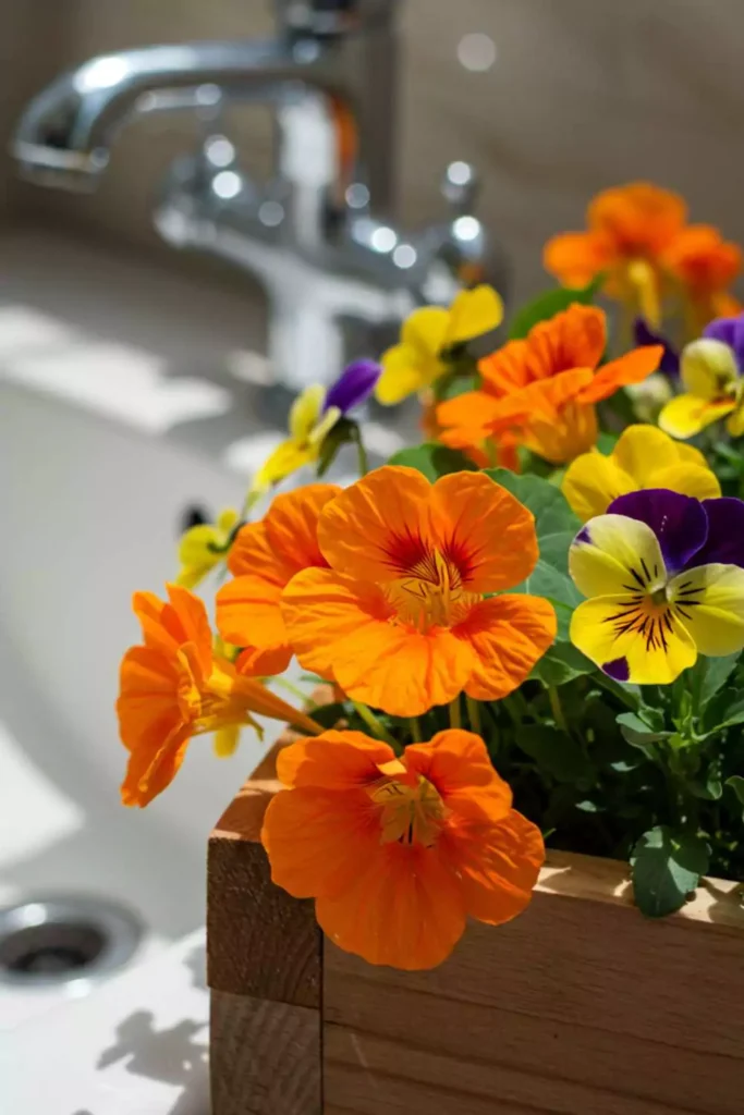 Edible Flower Box by the Sink
