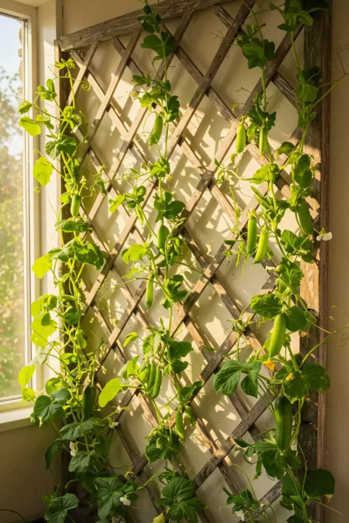 Indoor Trellis with Climbing Beans