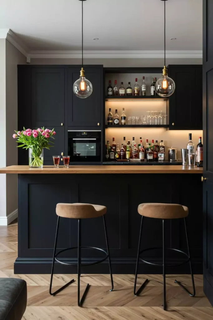Add Drama with a Black Bar Kitchen