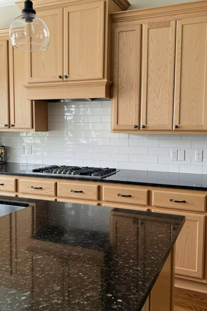 Use Modern Farmhouse Kitchens Black Granite for Contrast