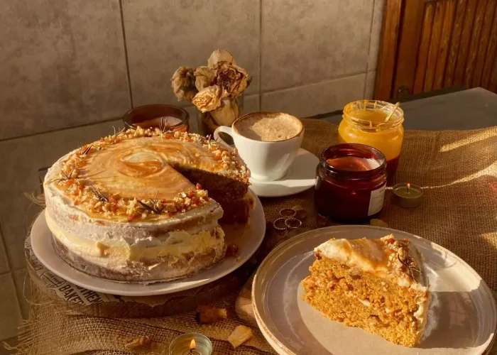 A cake on a kitchen table